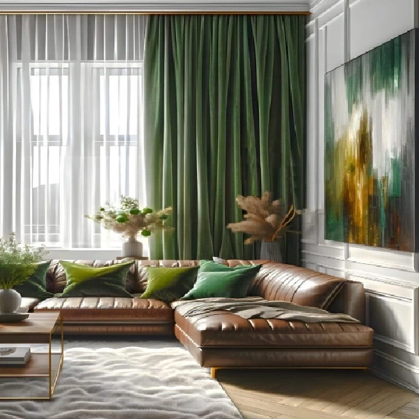 green soundproof curtains.