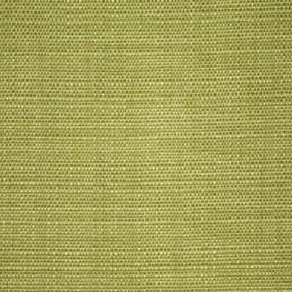 A close-up of green curtain fabric with a tight, basket-weave texture.