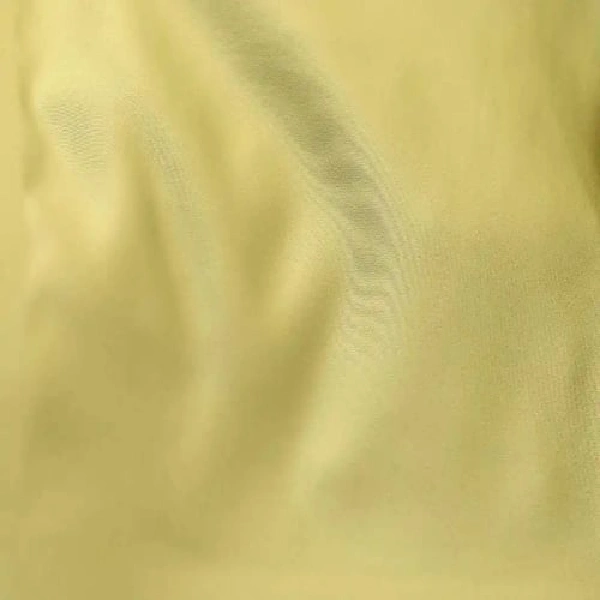 A close-up of shiny, pale green curtain fabric with soft folds.