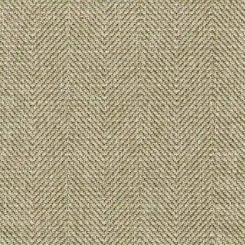 Beige herringbone textured pencil pleat curtain fabric.