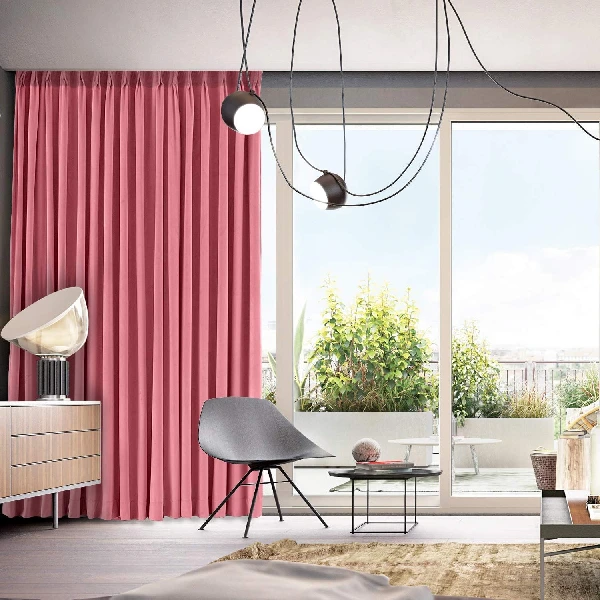Pink pinch pleat living room curtain