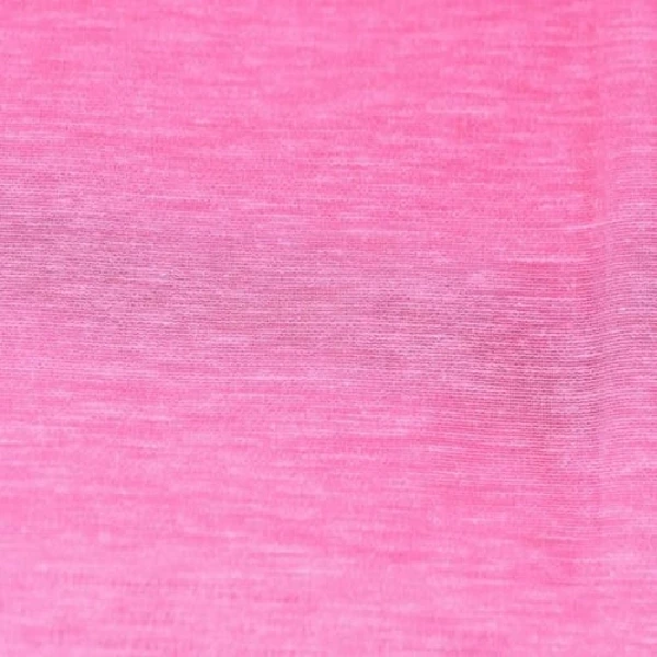 a bright, light pink woven fabric, likely for a curtain, with a visible horizontal texture.